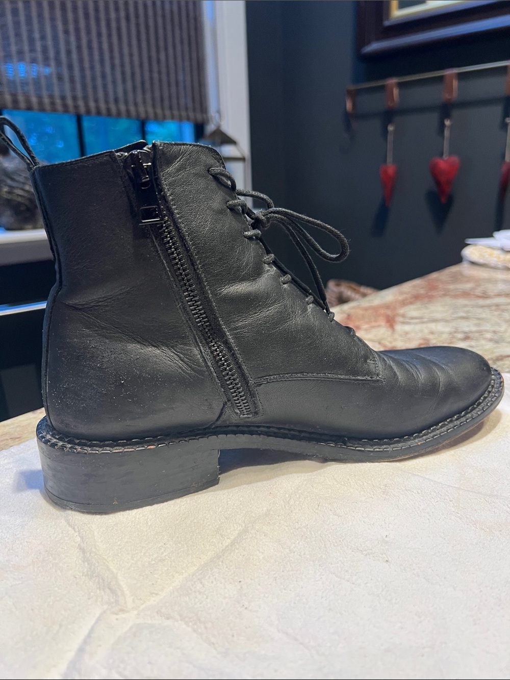 Vince Women’s Black Leather Cabria Lace-Up Boots - Size 8.5M - Picture 9 of 13